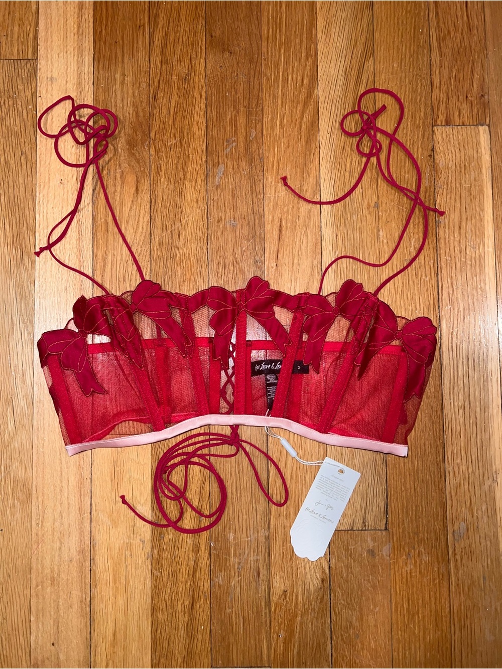 For Love And Lemons Red Ribbed Bra